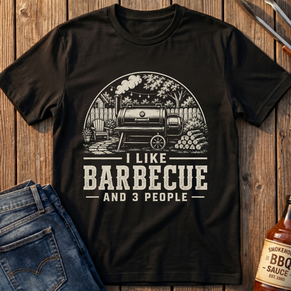 I Like BBQ and 3 People T-Shirt
