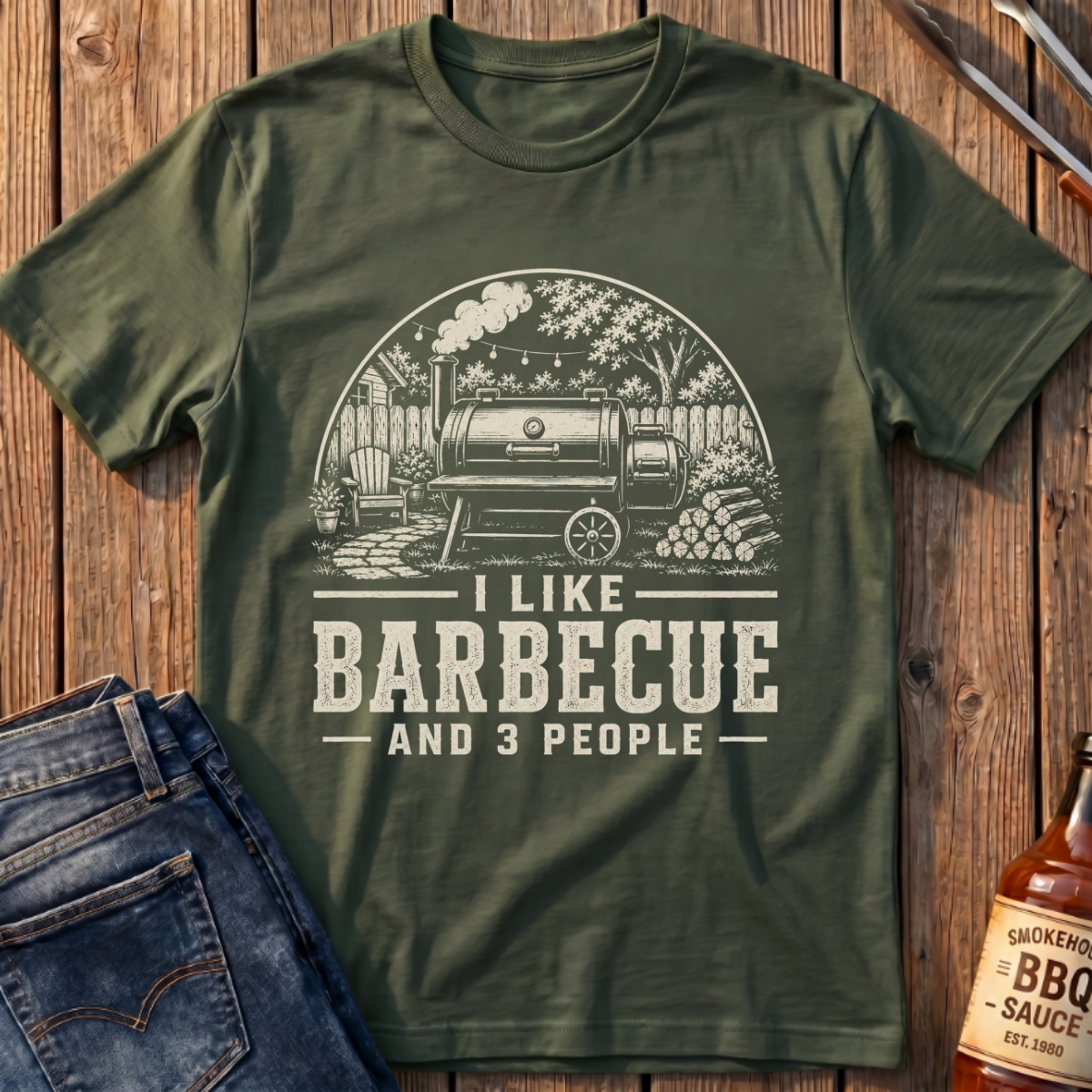 I Like BBQ and 3 People T-Shirt